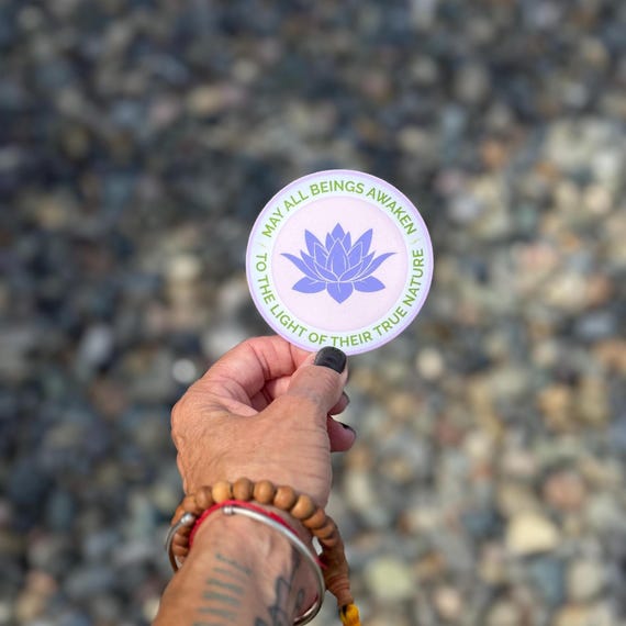 Buddhist Prayer May All Beings Awaken To The Light Of Their True Nature | Auspicious Symbol | 3" Lotus Sticker | Tibetan Buddhist Sticker