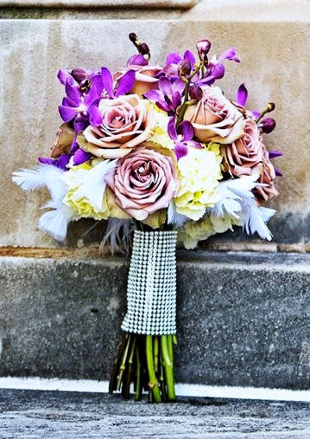 Crystal Rhinestone Look Bouquet Wrap Holder Wedding Bling Wrap Etsy UK