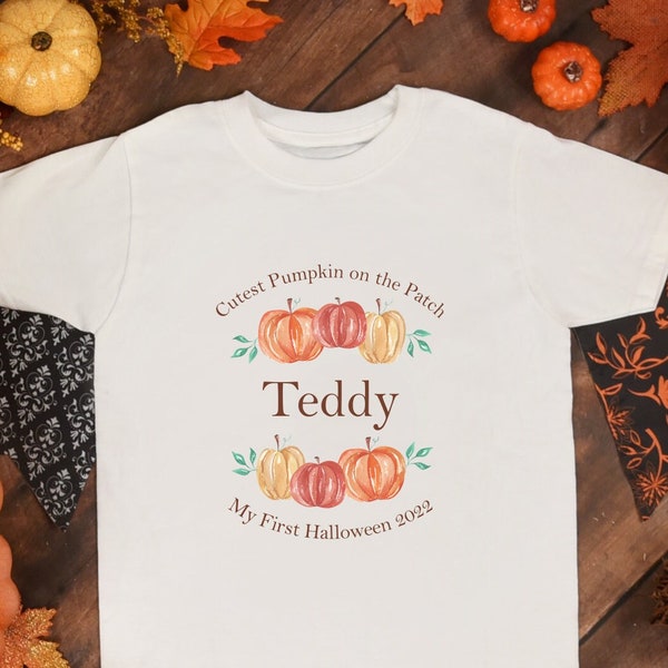 Pumpkin Halloween T-Shirt Personalised - Cutest Pumpkin on the Patch