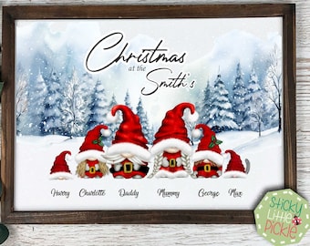 Personalised Christmas Gift - Gnome Print Gonk Family Digital Download Friends Portrait 2023 Festive Decor BFF A4 A3 Birthday Xmas Picture