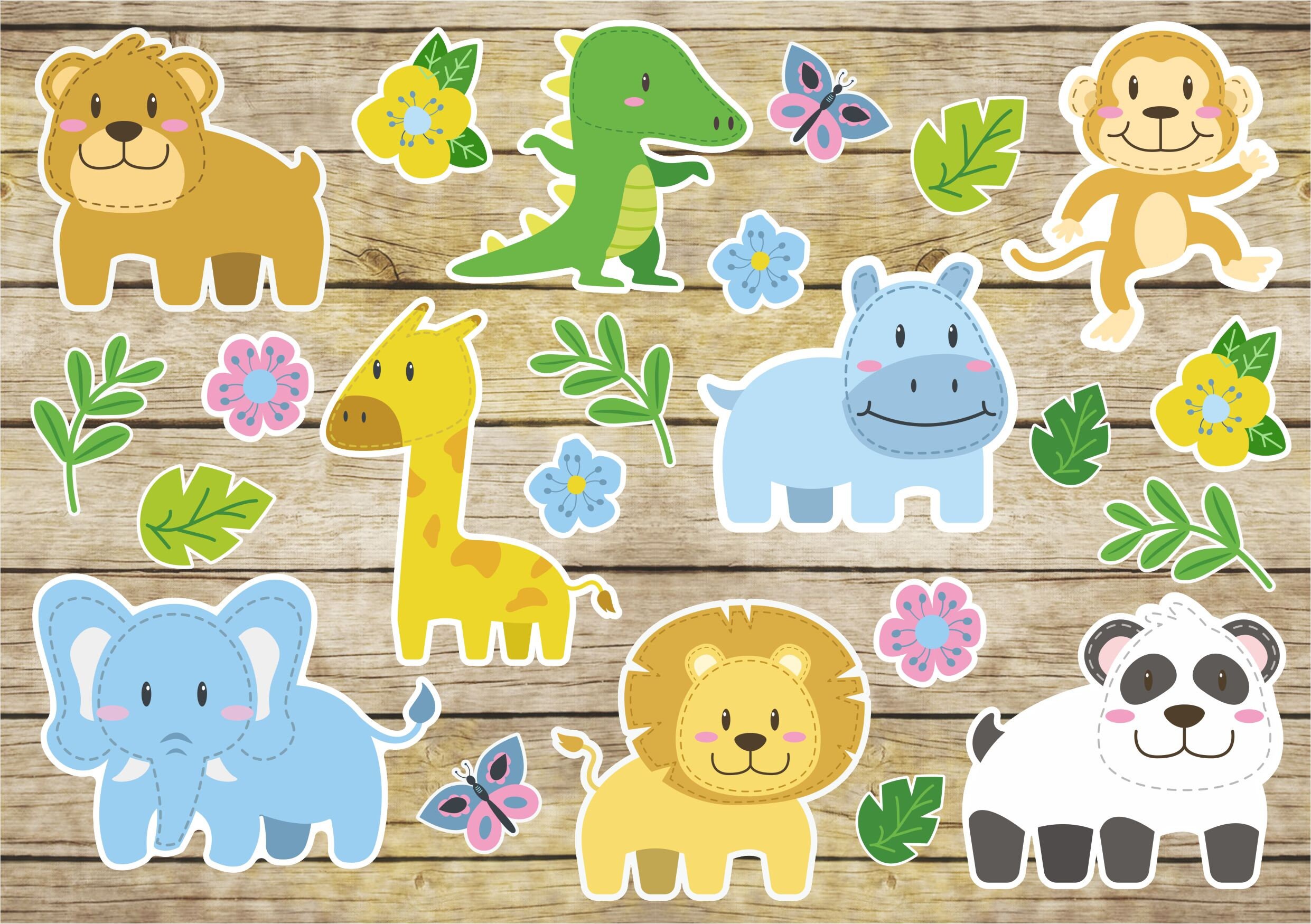 Safari Sticker Set Waterproof Animals Jungle Vinyl Fun Kids Etsy