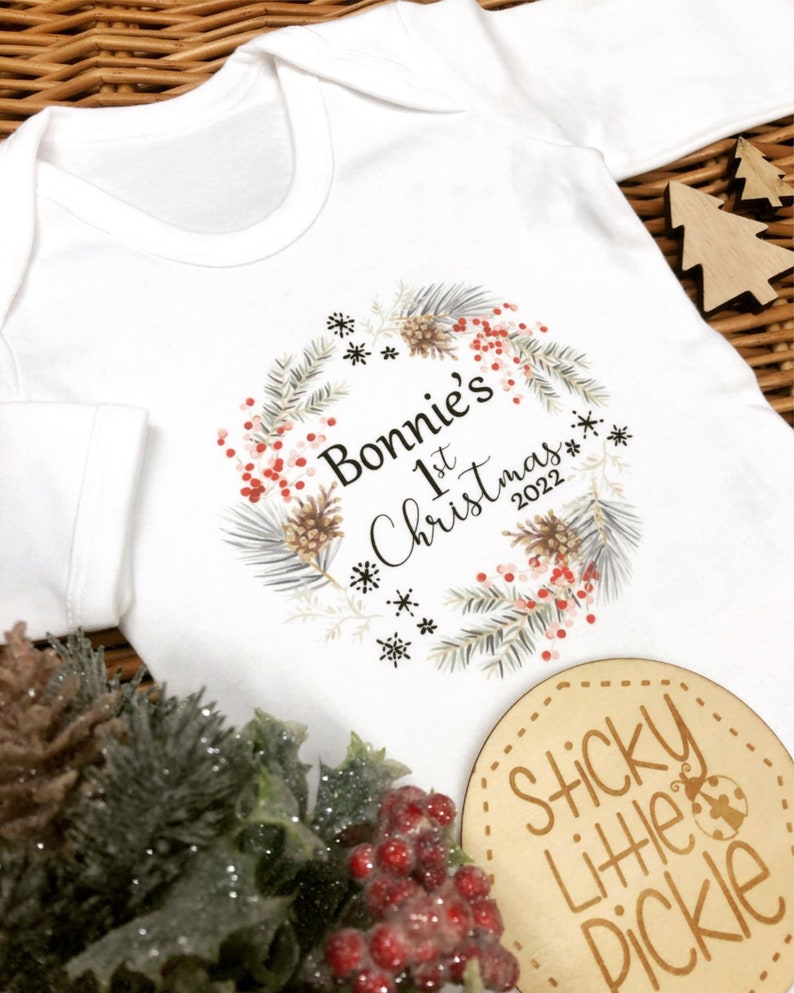 My First Christmas Babygrow, Personalised 1st Christmas Outfit 2022 - Xmas Bodysuit, Baby Grow, Sleepsuit, Onesie 