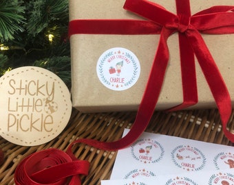 Personalised Christmas Stickers for Children - Merry Christmas - Fun Festive Gift Labels, Tag, Sticker, Gift Wrap, Name Sticker