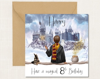 Personalised Wizard Birthday Card, Handmade Potter-Inspired Gift, Valentine's Gift