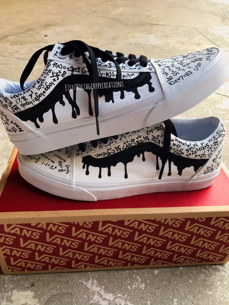 Drip Vans Old Skool Customs With Math Equations Math Shoes | Etsy