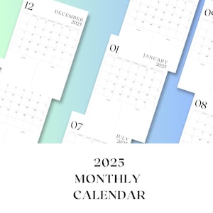 2025 Calendar, Simple, Monthly Calander, Individual Monthly Calendar, Printable Calendar, Printable Monthly Calendar