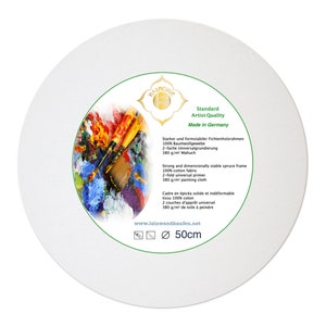 Tela de estrutura de maca redonda de 50 cm com estrutura de madeira de pinho revestida com tecido de algodão preparado 380 g/metro - Fabricado na Alemanha