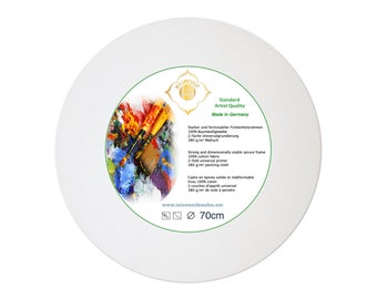 Canvas Stretcher Bars, Canvas Frames Round 90cm pine wood stretched canvas with 380 g/m cotton fabric primed - Made in Germany