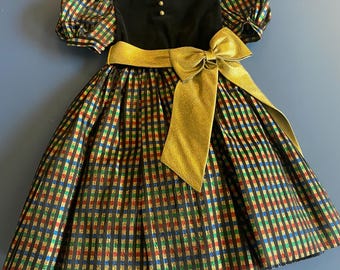 Sylvia Whyte Vintage Girls Black Velvet Holiday Dress Size 5