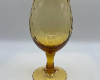 Vintage MCM Amber Empoli Optic Hand Blown Glass Brandy Snifter