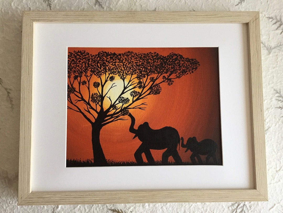 The Return of Spring, Acrylic Painting of Elephants, Art, Original ...