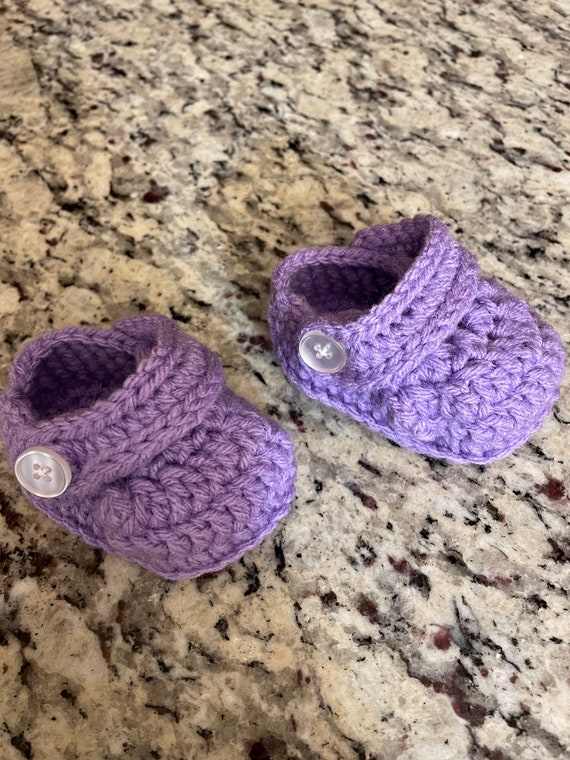 Purple Crocheted Baby Crocs size: Mo Long - Etsy