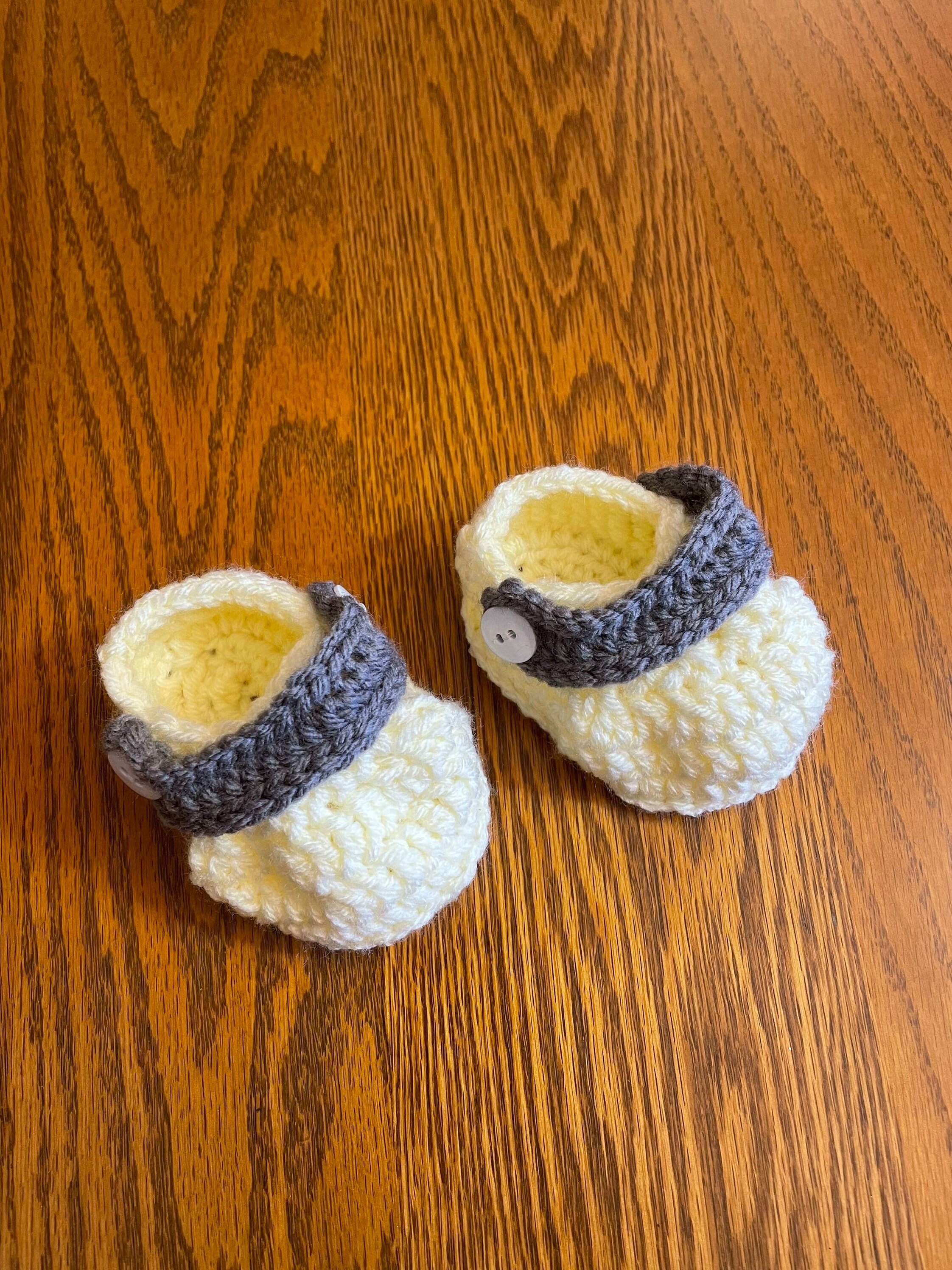 Yellow/gray Crocheted Baby Crocs size: 3-6 Mo 4 Long - Etsy