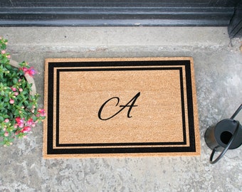 Handwriting Border Monogram Personalized Doormat Custom Mat - Wedding Gift - Closing Gift - Welcome Doormat - Monogram Rug - Welcome Mat