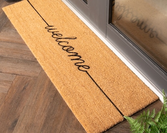 Zerbino Welcome Scribble - Zerbino doppio - Zerbino lungo Welcome - Arredamento per la casa - Zerbino in fibra di cocco - Zerbino ecologico