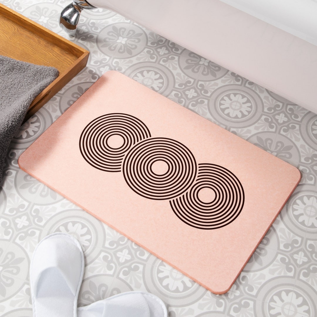Zen Circles Pink Stone Non Slip Bath Mat Quick Dry Bath Mats - Etsy