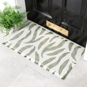 Green Leaf William Morris Doormat - Green Leaf Pattern Doormat - Houseplant Leaf mat - Plant Lover Welcome Mat - Housewarming Gift