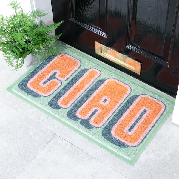 CIAO Doormat - Spring Doormat - Welcome Spring Decor - Italian Front Door Mat - Holiday Doormat - Housewarming Gift - 100% Recycled PVC