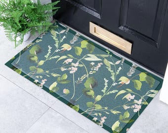 Watercolor Leaves Doormat: Recycled PVC, Anti-Slip Indoor Outdoor Mat (70x40cm)