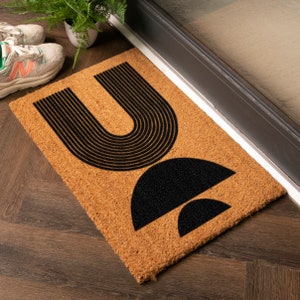Abstract Half Moon Doormat - Indoor & Outdoor Doormat - Long Lasting  Welcome Mat - Easy to Clean Non-Slip Dirt Trap Front Door Mat - 60x40cm