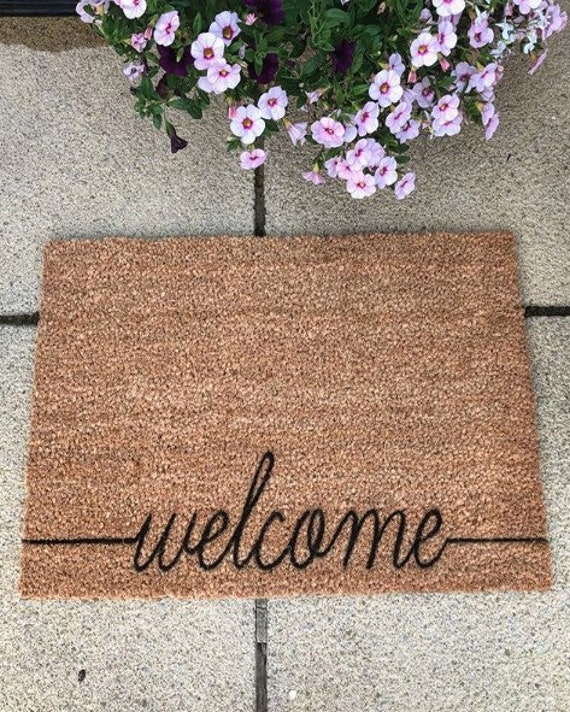 Welcome Scribble Doormat In Black 60x40cm Quirky Doormat Etsy