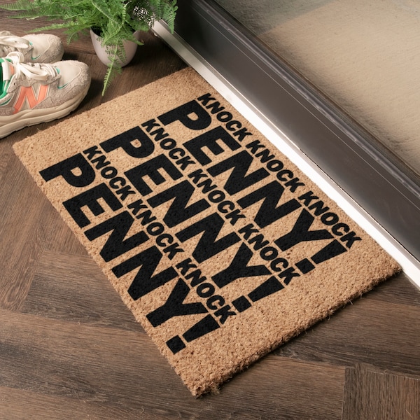 Knock Knock Penny Doormat - Funny Housewarming Gift Doormat - Natural Coir - Non Slip Backing - Housewarming Gift -  60cm X 40cm