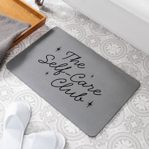 Self Care Club Grey Stone Non Slip Bath Mat - Quick Dry Bath Mats For Bathroom - Eco-Friendly Easy to Clean Modern Bathroom Mat - 60 x 39cm