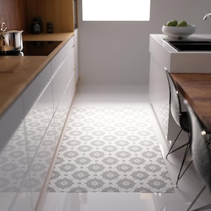 Venice Vinyl Kitchen Floor Mat - Kitchen Floor Mat -Decorative Tile Effect Design - Kitchen Hallway Decor mat -Vinyl Runner -Tile Effect