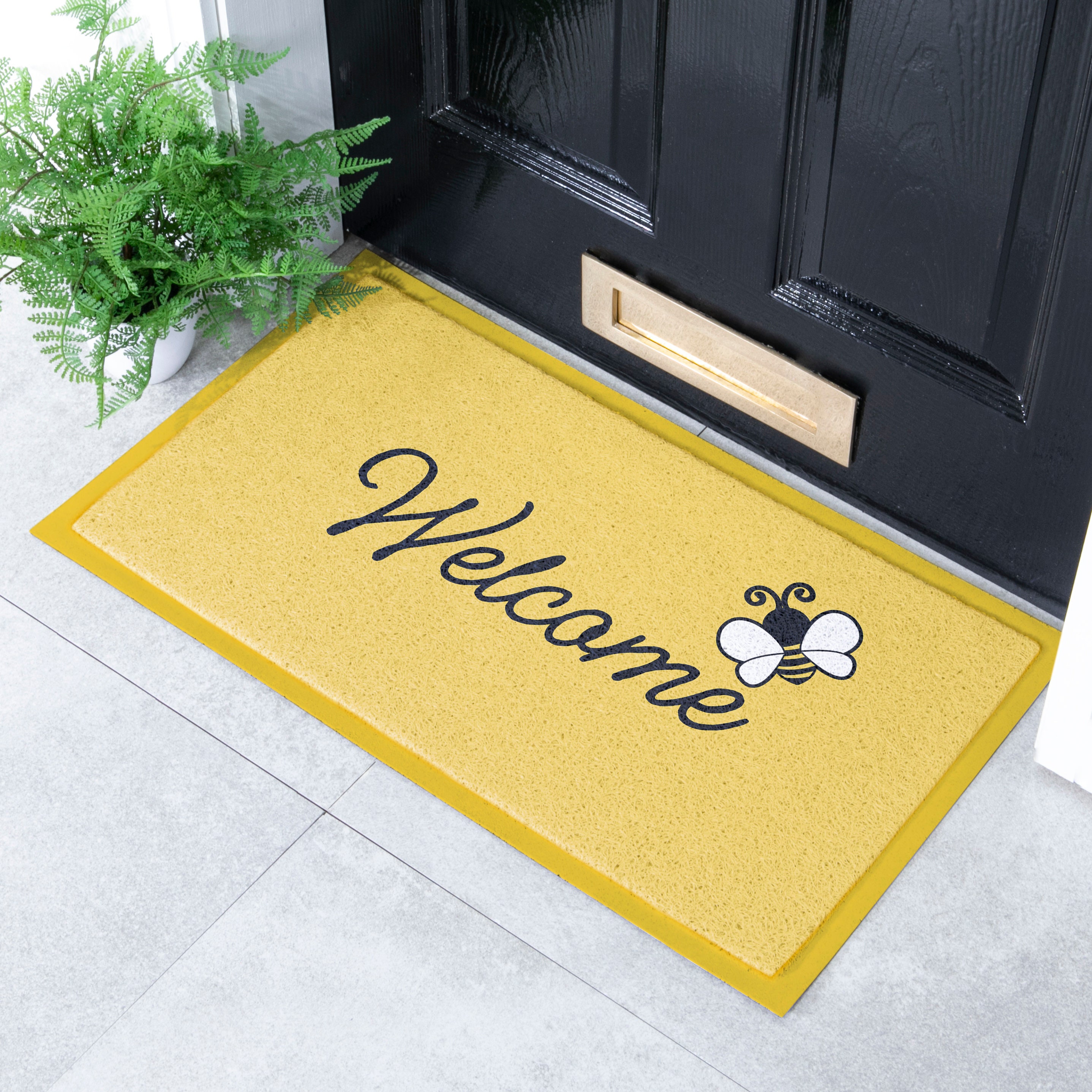 Mascot Hardware Relax Letter Printed Non-Slip Doormats for Indoor and Outdoor, Grey