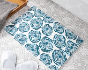 Blue Swirls Bathmat - Beautiful Swirls mat - Natural & Eco-Friendly - Beach home - Bathroom Decor - White Stone Non Slip Bath Mat - 39x60cm