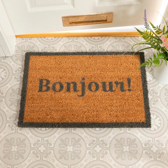Bonjour Door Mat Welcome Doormat Flat Décor Welcome to My Flat Decorations Apartment  Doormat Rug Housewarming Gift French 