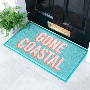 Gone Coastal Fußmatte - Fußmatte für drinnen und draußen - Strandliebhaber Matte - Geschenke am Meer - Einweihungsgeschenk für die nautische Küste - 100% recyceltes PVC