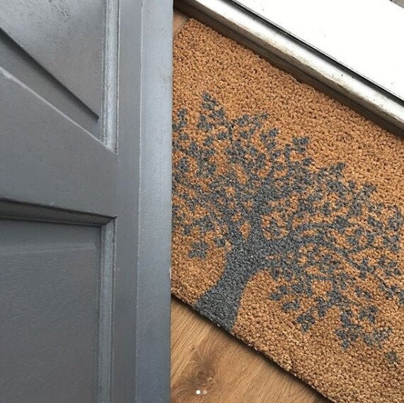 Tree Of Life Grey Doormat 60x40cm Grey Coir Fun Doormat Artsy Tree Of Life Grey Doormat Handsprayed To Order