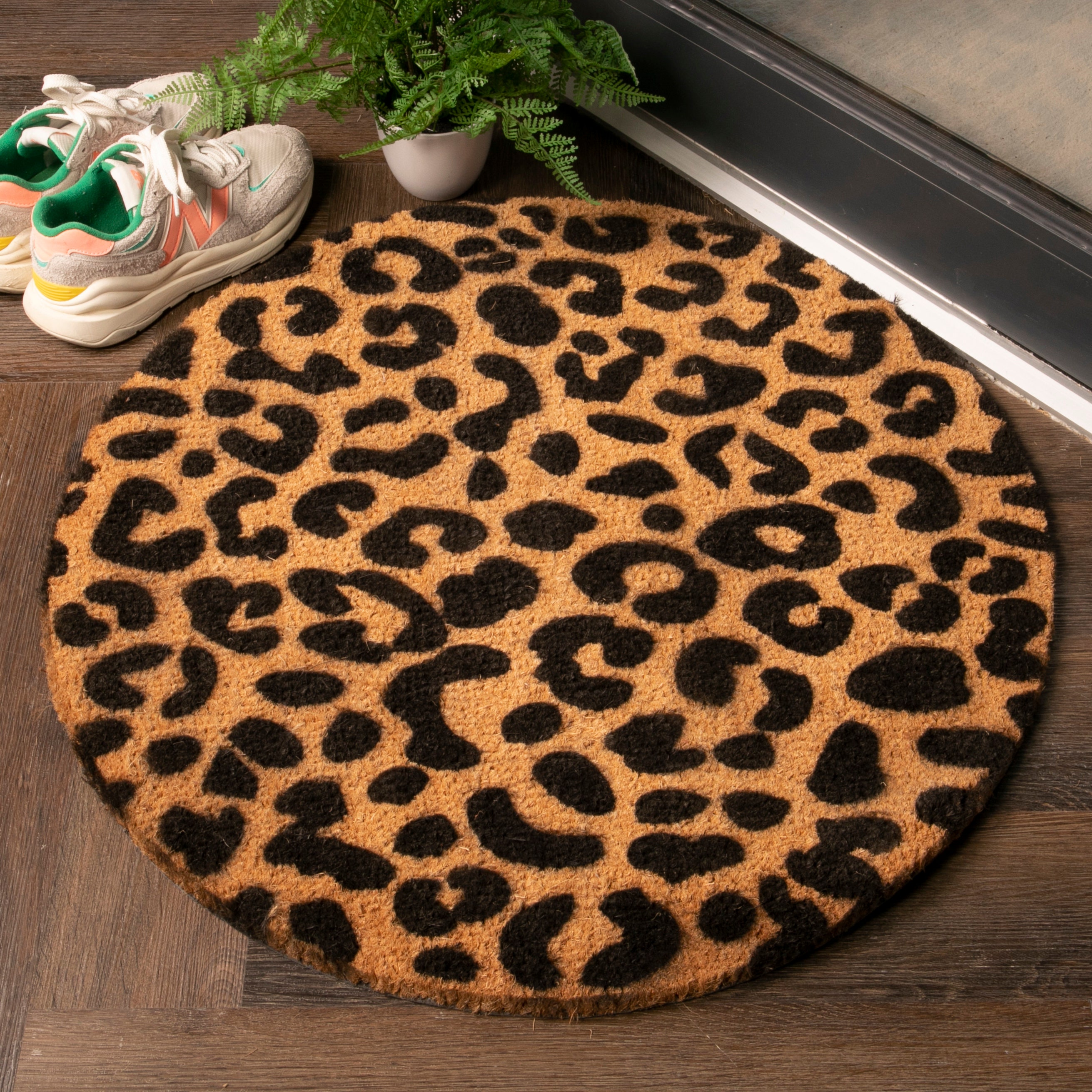Circle Leopard Doormat Leopard Print Cheetah Doormat Outdoor Rug PVC Mat  Front Door Mat Decorative Mat Housewarming Gift 