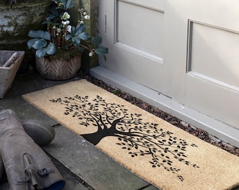 Tree of life Double Door Mat - Non Slip Patio Doormat - Welcome Front Door mat - Natural Coir Doormat - Housewarming Gift