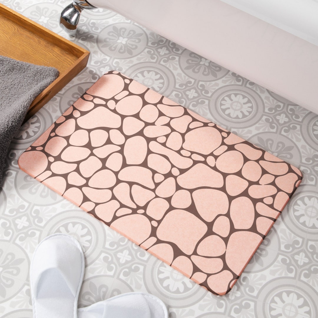 Pebbles Pink Stone Non Slip Bath Mat Quick Dry Bath Mats for - Etsy