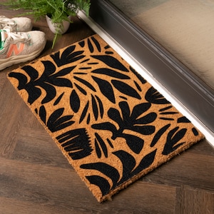Abstract Leaf Pattern Doormat -  Houseplant Leaf Doormat - Plant Mom Welcome Mat - Housewarming Gift - Plant Lover Gift - 60cm X 40cm