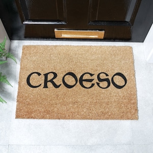 Welsh Croeso Doormat - Welsh Coir Door Mat doormat - Croeso doormat - Welsh gift - Cymraeg - Outdoor\Indoor Doormat -  60cm X 40cm