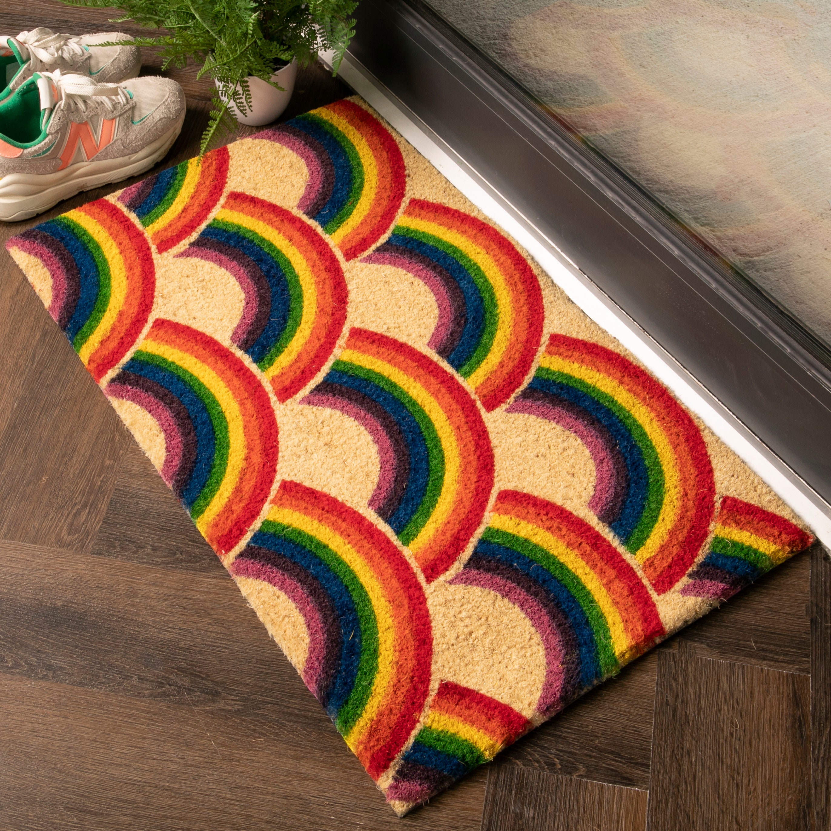 Rainbow Door mat Welcome Mat Entrance Cute Outdoor Anti-Slip Half