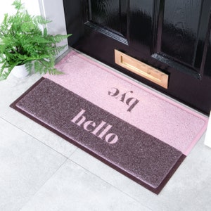 Felpudo de bienvenida y despedida - Felpudo boca abajo - Felpudo rosa y negro - Felpudo para interior y exterior - Felpudo de bienvenida y despedida - Felpudo de PVC reciclado