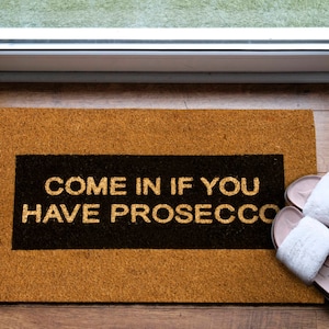 Glitter entre se você tiver capacho Prosecco - capacho engraçado - presente de inauguração - tapete de boas-vindas - capacho interno externo - 60x 40 cm