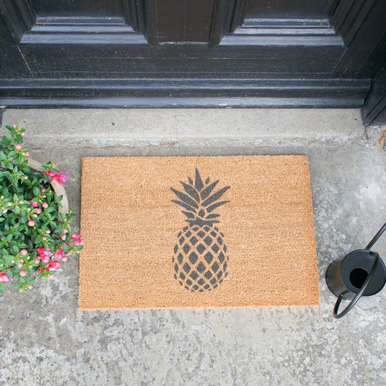 Pineapple Grey Doormat 60x40cm Coir Doormat Grey Doormat Welcome Mat Housewarming Gift New Home Closing Gift Pineapple image 3