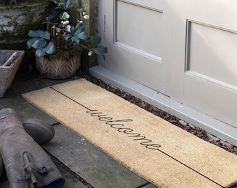 Zerbino di benvenuto Scribble - Zerbino doppio - Zerbino lungo di benvenuto - Zerbino in fibra di cocco personalizzato - Zerbino ecologico - Regalo Nuova Casa - 120x40cm