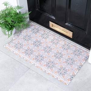 Mosaic Tile Pattern Doormat - Minimal Entryway Carpet - Mosaic Print Doormat - Geometric Pettern Doormat - Farmhouse Decor Doormat