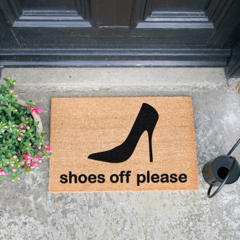 Shoes off heel doormat 60x40cm Fun Chic novelty doormat Perfect for Shoe lovers Housewarming Gift New Home Gift 60cm X 40cm image 2