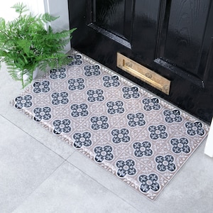 Capacho com padrão de mosaico - Tapete minimalista para entrada - Capacho com estampa de mosaico - Capacho de boas-vindas - Capacho com decoração de casa de fazenda