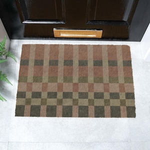 Pink & Blue Check Doormat - Welcome Doormat - Anniversary Gift - Housewarming Gift - New Home Gift - Home Decor - 60 x 40cm