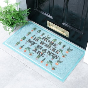 Home is Where My Plants Are Doormat - Welcome Mat - Houseplant Door Mat - Plant Lover Doormat - Cute Horticulture Door Mat - Housewarming