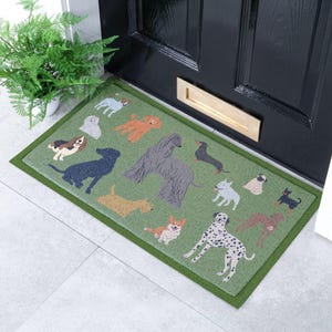 Dog Breeds Indoor Outdoor Doormat - Long Lasting Welcome Door Mat - Easy to Clean Anti-Slip Mat - Pet Lover, Fur Parent Gift - 70 x 40 cm