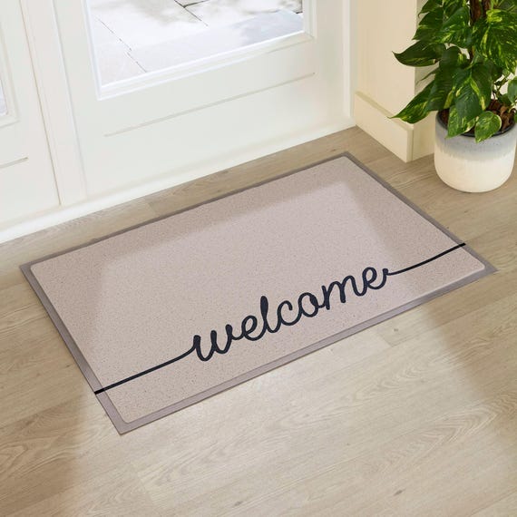 Beige Welscribble Indoor & Outdoor Doormat - Long Lasting Welcome